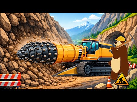 Bear Operates a Tunnel Boring Machine 🐻⛏️ | Powerful Mountain Rock Drilling | Big Garage