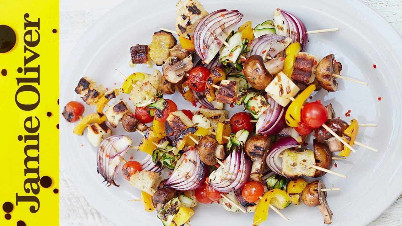 Chargrilled veggie kebabs: The Happy Pear boys