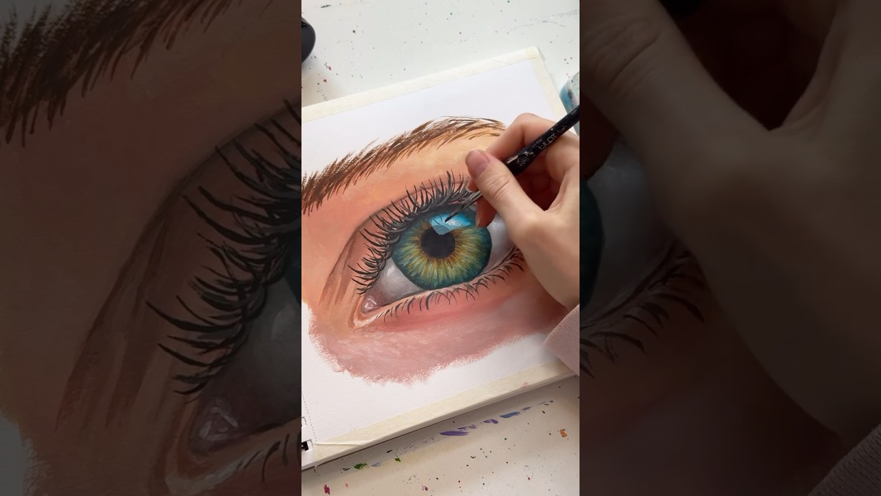 Painting an eye with acrylic paints! Full tutorial available 🎨 #art #arttutorial #painting