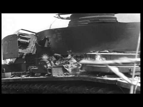 British troops advance and examine destroyed German tanks in Southern Italy, and ...HD Stock Footage