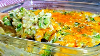 Cheesy Chicken Broccoli Rice Casserole | Easy Weeknight Dinner Recipe