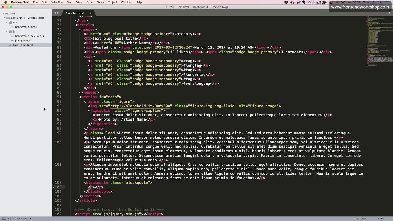 Bootstrap 4: Create a blog – Post