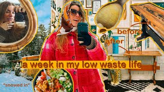 a week in my low waste life // *snowed in* and restoring old furniture