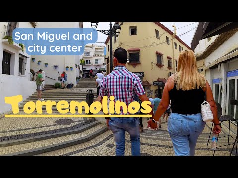 City Centre and Famous Street San Miguel - Torremolinos, Spain. Part 2. 4K Walk tour