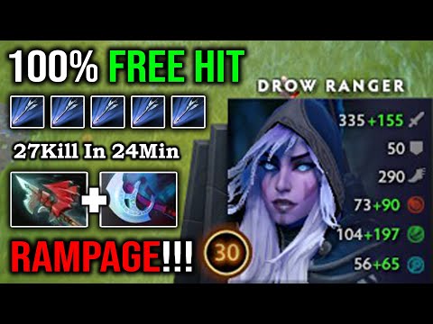 EPIC FREE HIT DROW Max Attack Range 27Kills in 24Min Amazing Rampage Imba Proc 3 Hits Deleted DotA 2