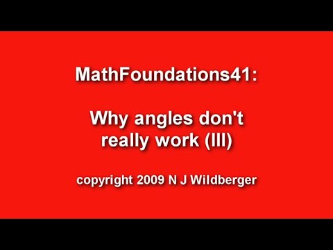 Why angles don't really work (III) | Arithmetic and Geometry Math Foundations 41 | N J Wildberger