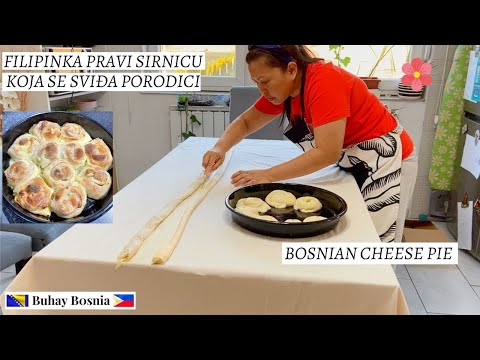 Domaća pita sirnica | Making Bosnian cheese pie using homed made filo dough | English Subtitle