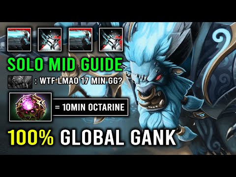 How to 100% Delete Mid Lane 10Min Octarine & 17Min GG Global Ganking Spirit Breaker Dota 2