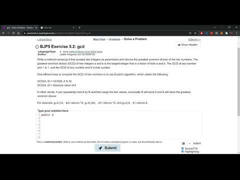 Exercise 5 2 Gcd Java Tutorial Practice It