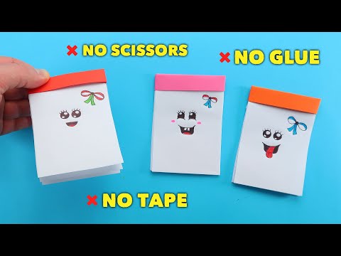 EASY MINI NOTEBOOKS FROM ONE SHEET OF PAPER - NO GLUE. DIY Kawaii Paper Book