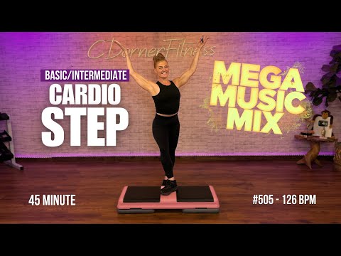 Basic–Intermediate Step Workout | 45 Min Step Aerobics at 126 BPM #505