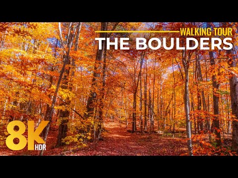 Relaxing Autumn Hike at The Boulders | 8K HDR Forest Ambience & Fall Colors of Massachusetts - Ep 1