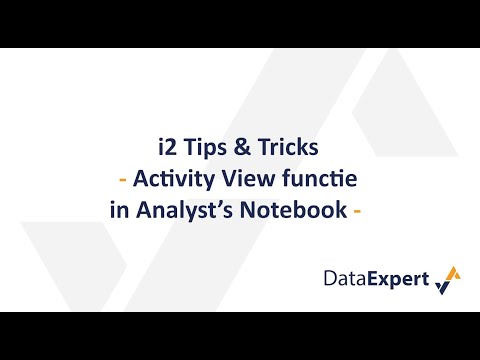 i2 Tips & Tricks: Activity View functie in Analyst's Notebook