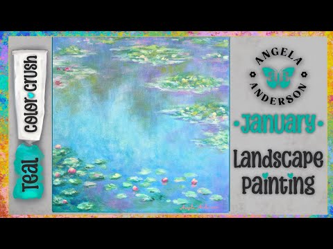 Teal Monet Landscape - Color Crush 2026 - Acrylic Painting Tutorial