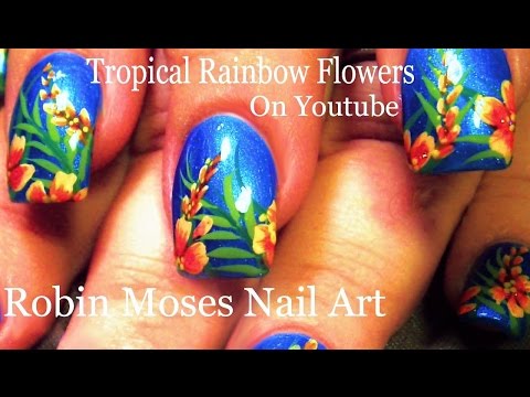 DIY Easy Rainbow Nail Art | Tropical Long Nails Design Tutorial