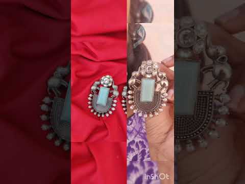 German Silver Premium Quality Silver,Golden or Black Plated Stone Work Designer Earring