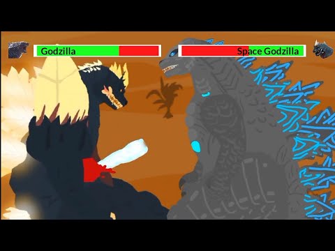 [DC2] Titanus Godzilla 2021 vs SpaceGodzilla 1994 | ANIMATION with healthbars