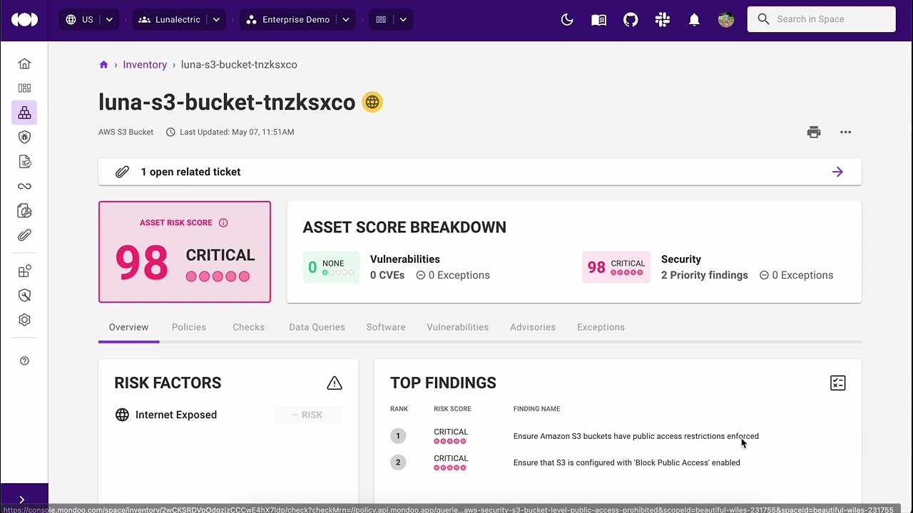 View asset risk findings and take immediate action