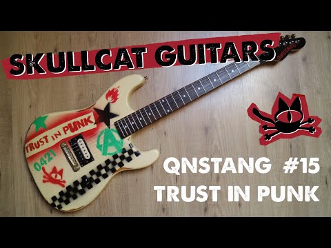 Custom painted Slick Guitars SL54 Skullcat QNSTANG trust in punk Stencil Graffiti Guitar image 14