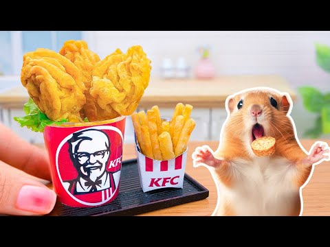 🐹Cooking Miniature KFC Fried Chicken for Hamster- Rescue Hamster and Make Tasty Food in Mini Kitchen