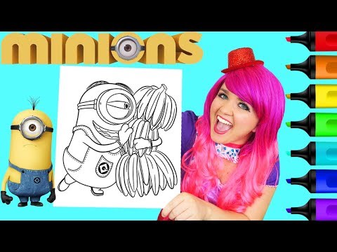 Coloring Minions Bananas Coloring Book Page Colored Paint Markers Prismacolor | KiMMi THE CLOWN Video