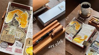 art vlog ✷ cozy watercolor & journal with me ☕️ unboxing TWSBI eco espresso fountain pen 🖋️