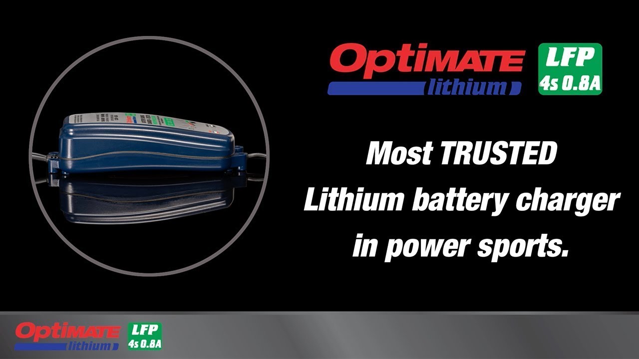TecMate OptiMate Lithium 0.8A 12.8V Battery Charger Optimiser Video