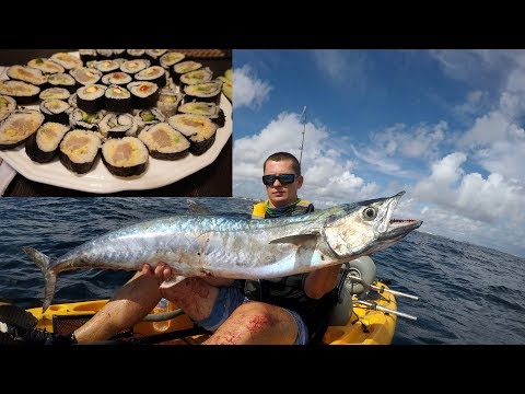 Would YOU Eat it RAW? TRASH Fish SUSHI CHALLENGE!- Catch N Cook (King Mackerel)