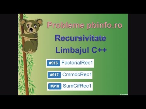 Limbajul C++ RECURSIVITATE - probleme rezolvate