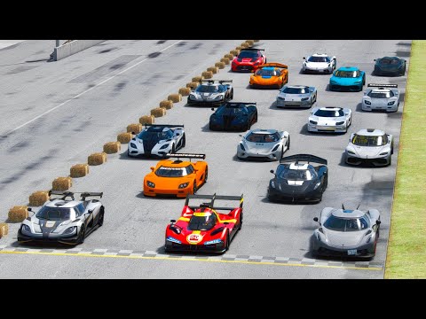 Ferrari 499P vs Koenigsegg Hypercars - Old Monza 1966 GP