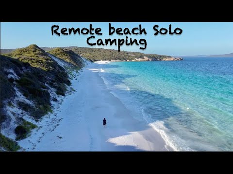 Solo camping on a remote beach