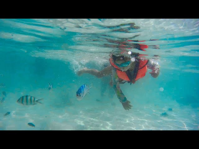 2 and 4 year old sisters Snorkeling in Perhentian Islands