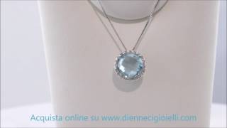 Girocollo pendente topazio e diamanti Ct.0,10 in oro 18Kt