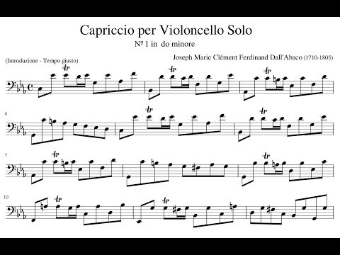 Dall'Abaco, Joseph Marie Clément (1710 - 1805) Capriccio per Violoncello Solo, Nº 1, in do minore