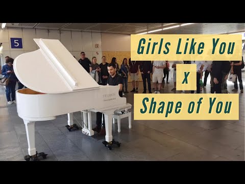 Playing Girls Like You and Shape of You in a Crowded Train Station - Omar Altayi