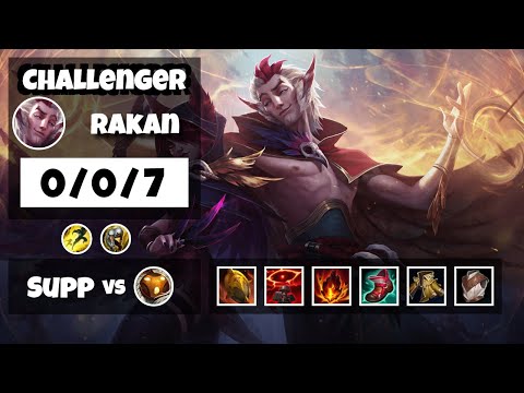 Rakan Support 11.6 Challenger Gameplay Replay - S11 (0/0/7) - KOREAN