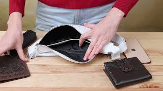 Стильная кожаная сумка на пояс Grande Pelle 11356 белый