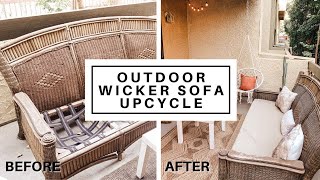 Upcycling an outdoor rattan wicker sofa I found on the street + Mini balcony makeover!