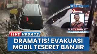 Mobil Terseret Banjir di Cimanggis Depok, Sekeluarga Nyaris Hanyut Berhasil Dibantu Warga