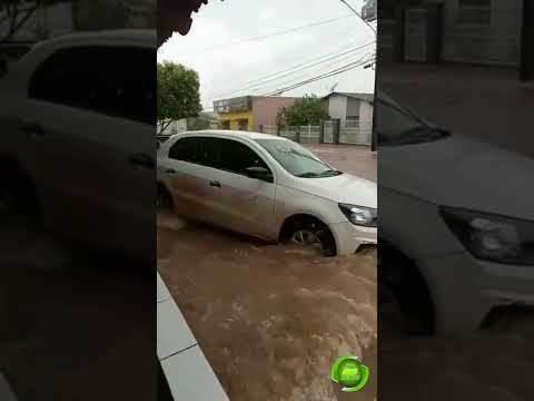 Temporal: queda de raio causa incêndio e enxurrada arrasta carros em cidade de MT; veja vídeo