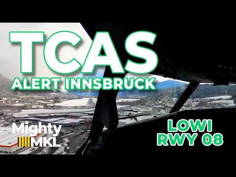 TCAS alert during RNP Z approach towards runway 08 Innsbruck (LOWI INN).