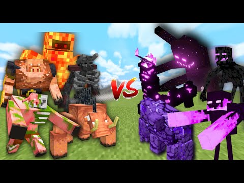 Overpowered NETHER BOSSES vs END BOSSES in Minecraft Mob Battle