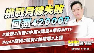 挑戰月線失敗、回測42000?#台股#川普#中東#降息#華許#ETF #cpi#期貨#融資#台積電#上詮｜小武哥投資事務所｜陳武傑 (圖)