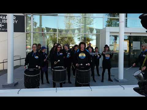 Bay Batucada playing samba at MTG 2021