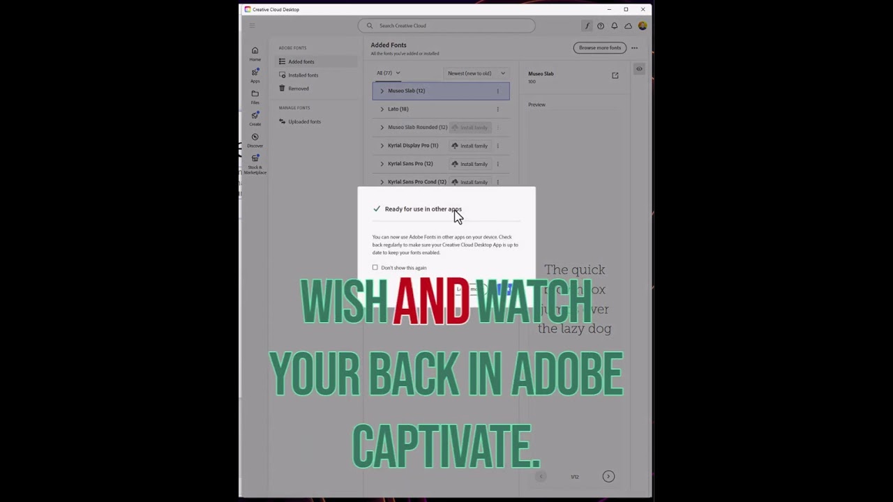 Adobe Captivate 12.5 - Adobe Fonts - #captivatetutorial #adobecaptivate