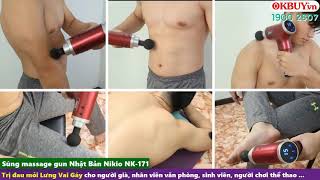 Video Súng massage cầm tay Nhật Bản Nikio NK-171 - 6 đầu, 5 chế độ mát xa