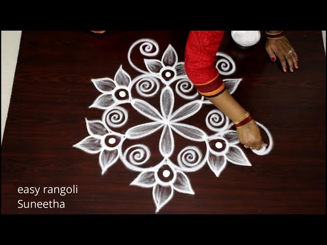 Easy muggulu rangoli design peacock theme by easy rangoli