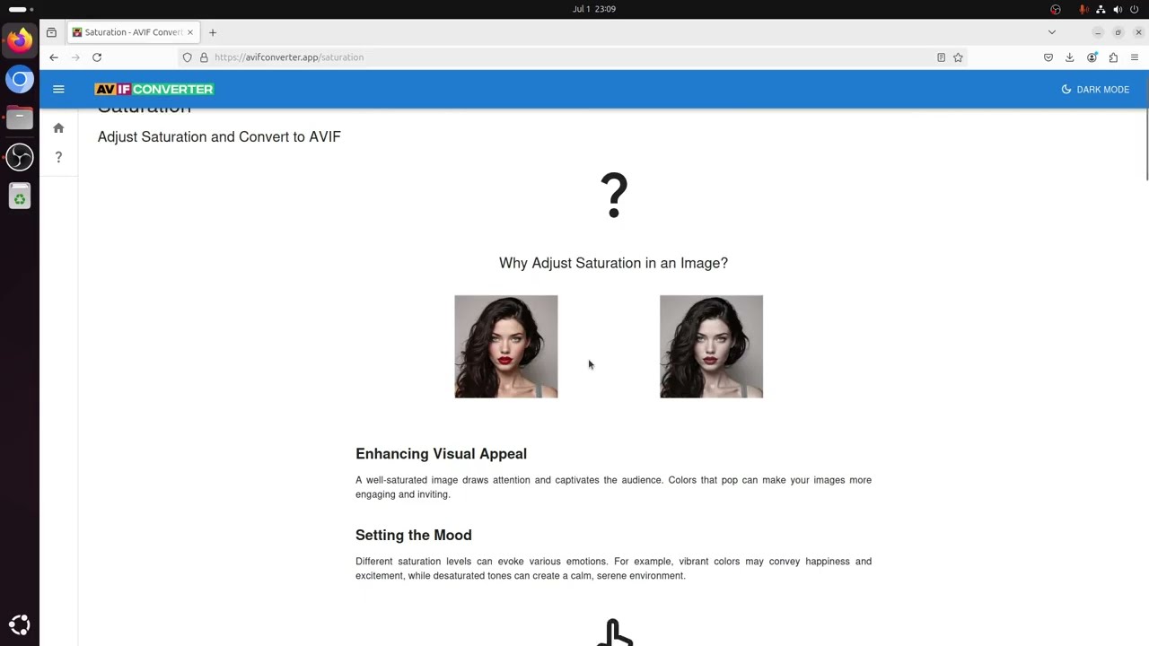 Bulk adjust the Saturation of image files online for FREE - AVIF Converter