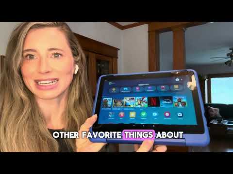 Amazon Fire HD 8 Kids Pro tablet (newest model), ages 6-12. Bright 8" HD screen, includes ad-free content, parental controls, 13-hr battery, slim case for older kids, 32GB, Jungle Cat video review thumbnail