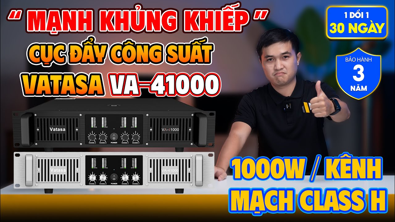 Video sản phẩm Cục Đẩy Công Suất 4 Kênh Vatasa Va-41000 (Bạc)